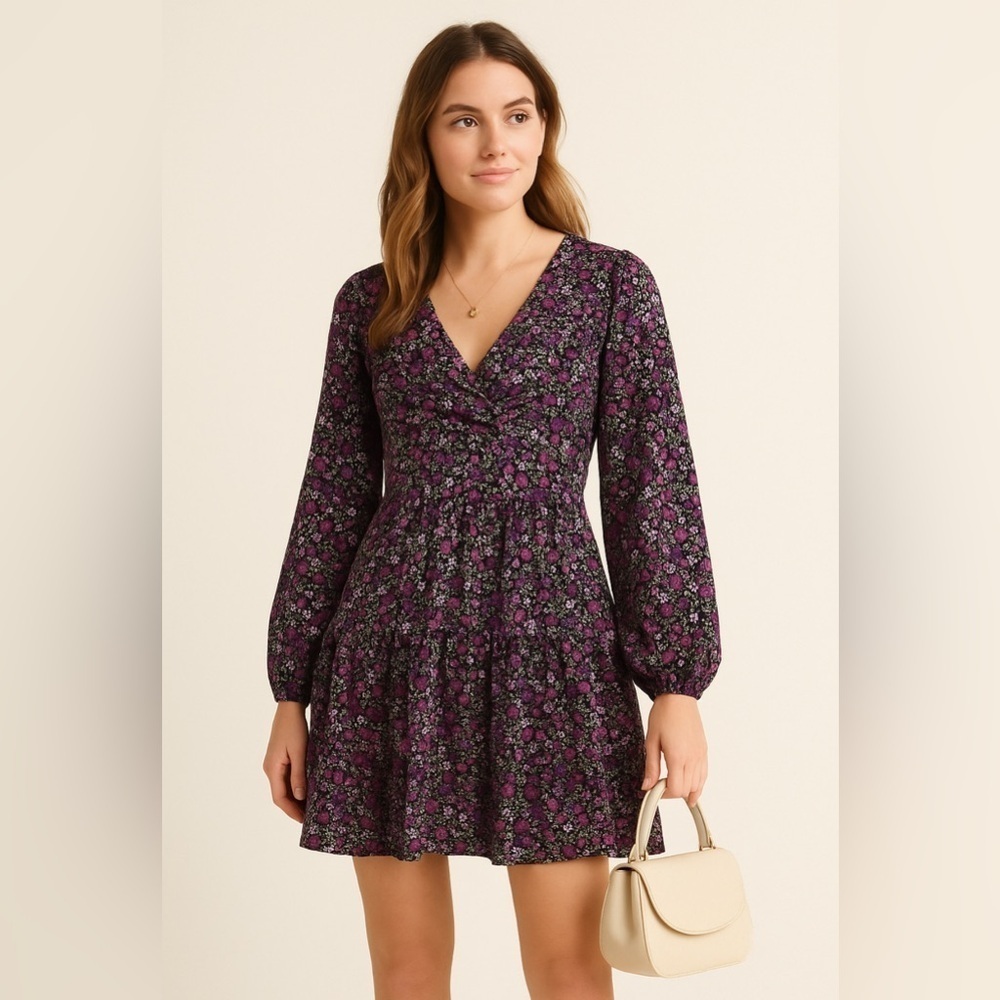 Speechless Floral Purple Long Sleeve Mini Dress Size 0
